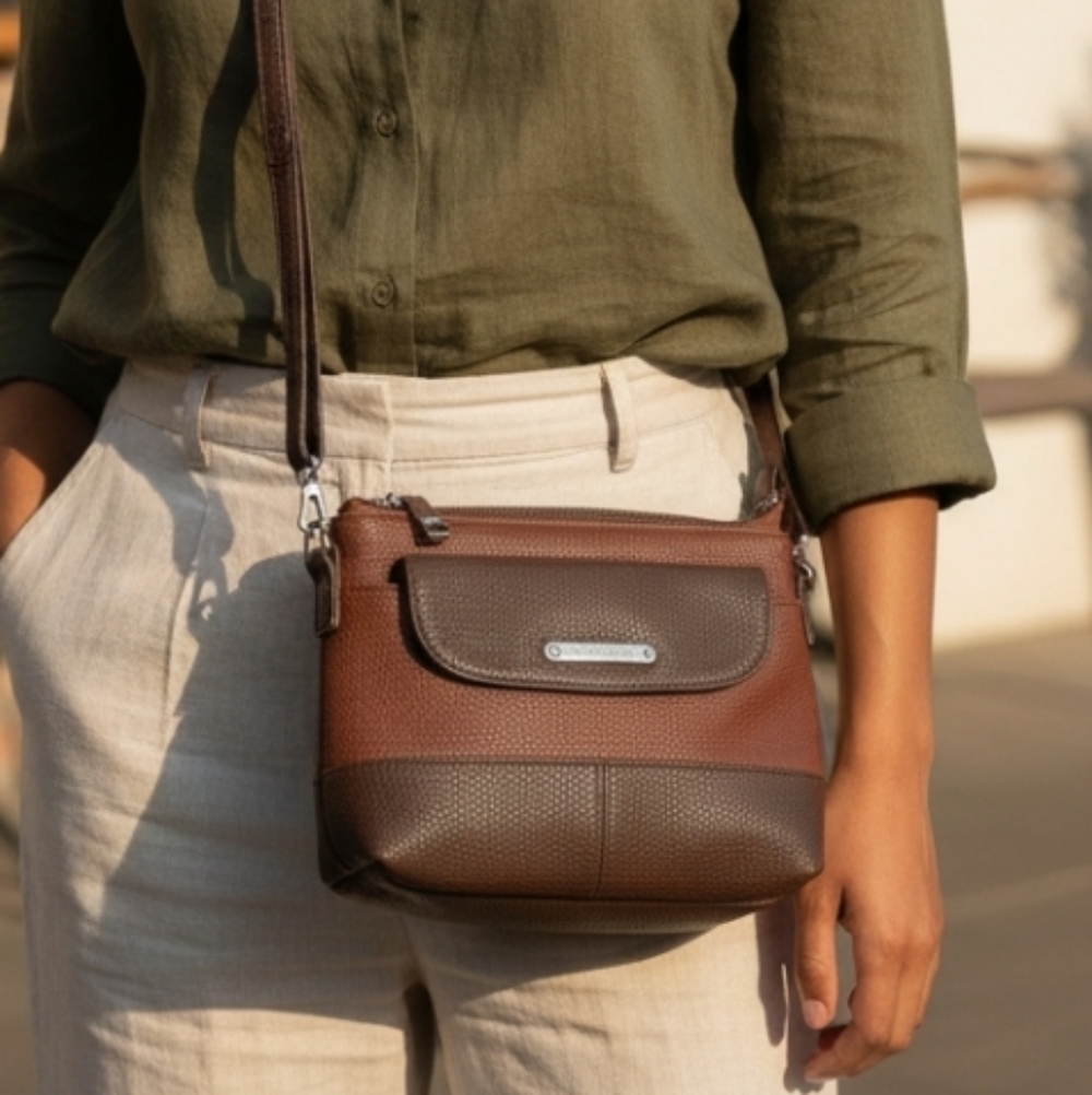 Stone Mountain Leather Brown Crossbody Bag Purse
